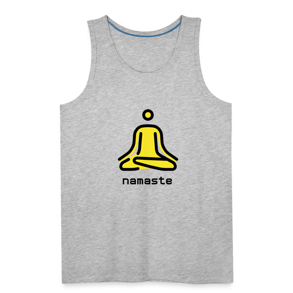 Customizable Person in Lotus Position Moji + Namaste Text Men's Cut Premium Tank - Emoji.Express - heather gray