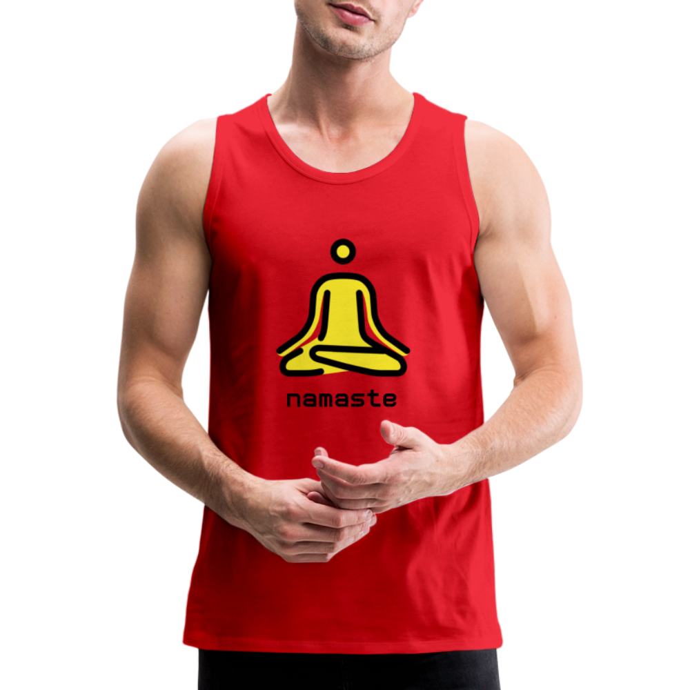 Customizable Person in Lotus Position Moji + Namaste Text Men's Cut Premium Tank - Emoji.Express - red