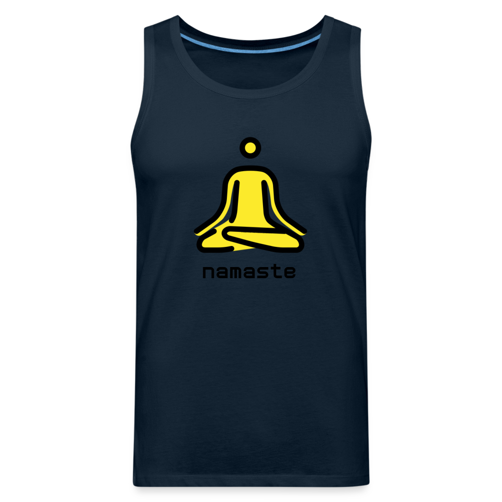 Customizable Person in Lotus Position Moji + Namaste Text Men's Cut Premium Tank - Emoji.Express - deep navy