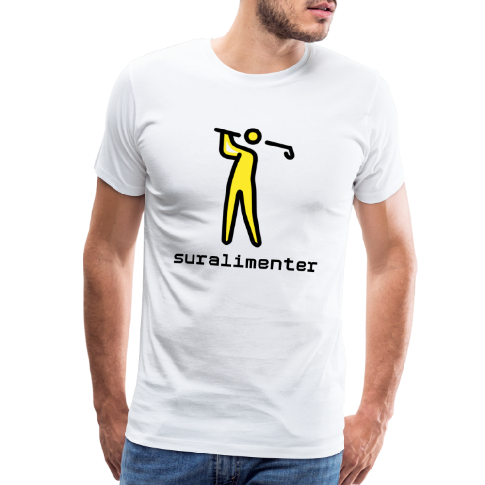 Customizable Person Golfing Moji + Suralimenter Text Men's Cut Premium T-Shirt - Emoji.Express - white