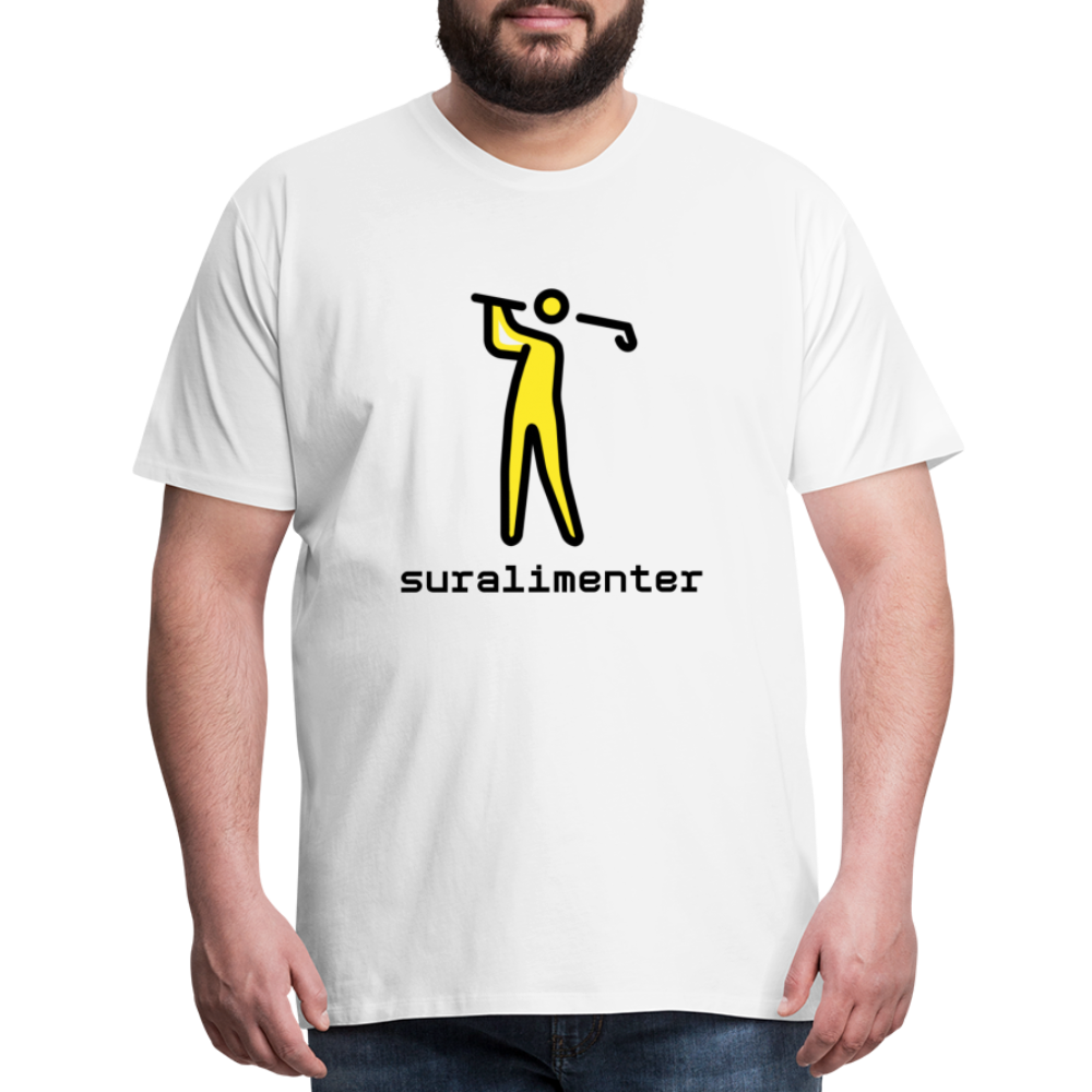 Customizable Person Golfing Moji + Suralimenter Text Men's Cut Premium T-Shirt - Emoji.Express - white
