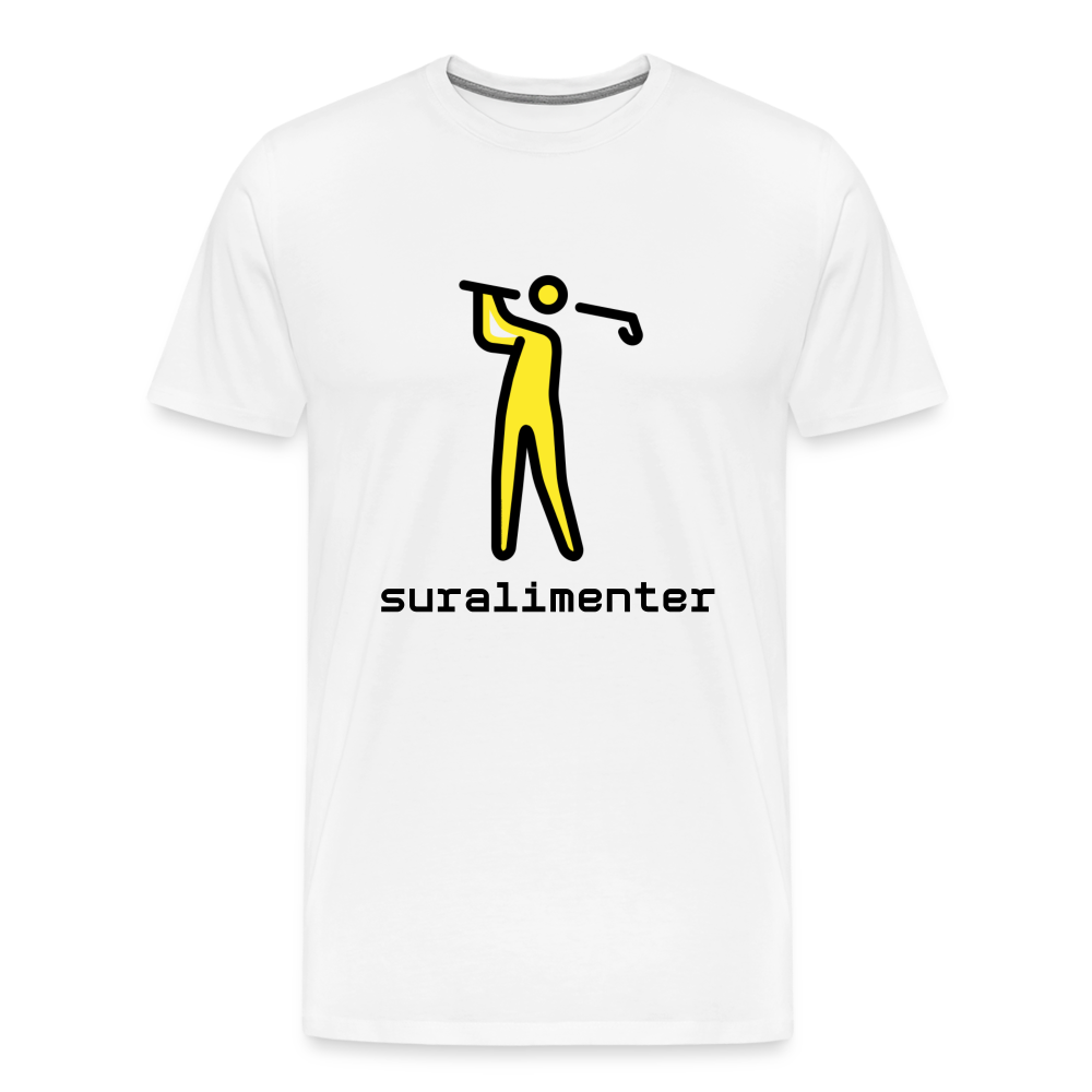 Customizable Person Golfing Moji + Suralimenter Text Men's Cut Premium T-Shirt - Emoji.Express - white