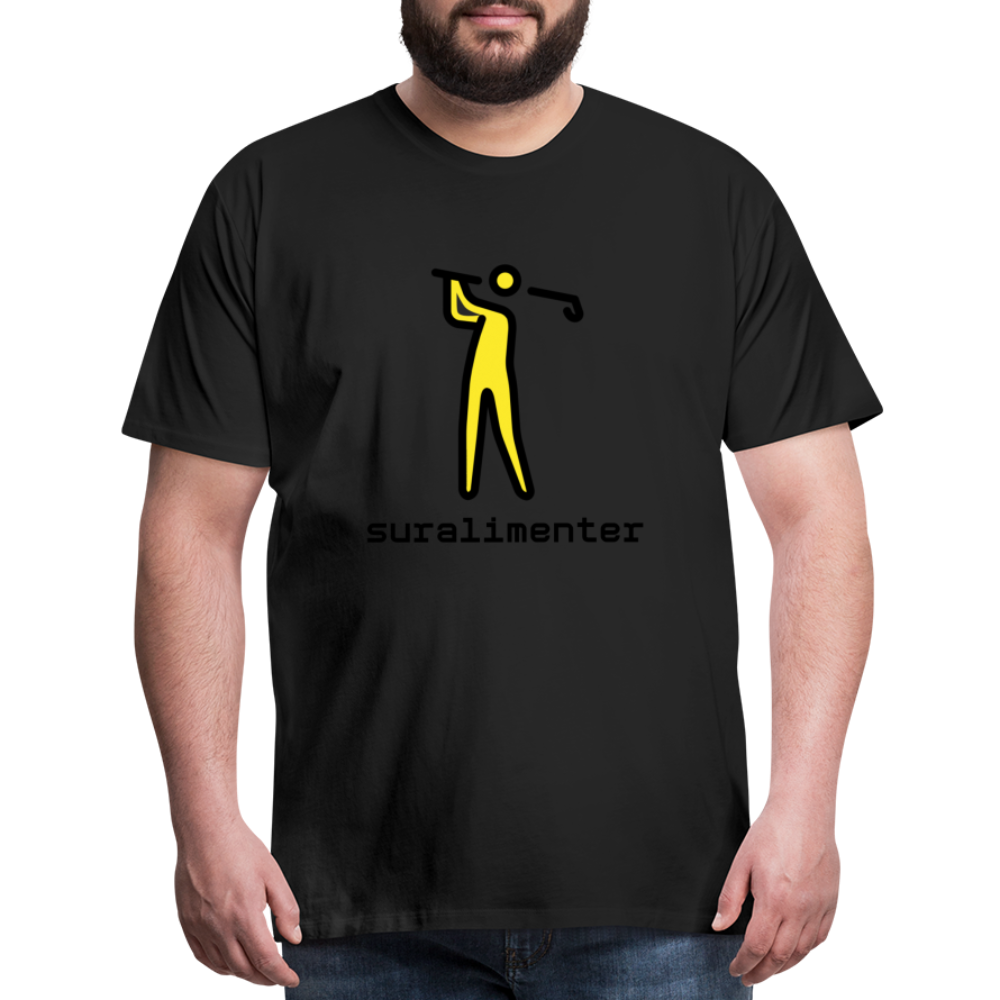 Customizable Person Golfing Moji + Suralimenter Text Men's Cut Premium T-Shirt - Emoji.Express - black