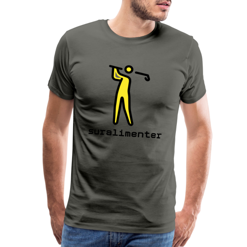Customizable Person Golfing Moji + Suralimenter Text Men's Cut Premium T-Shirt - Emoji.Express - asphalt gray