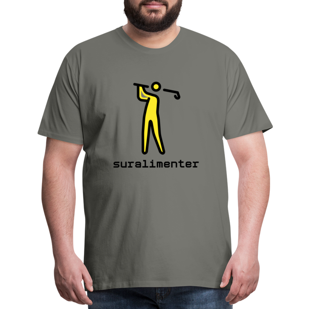 Customizable Person Golfing Moji + Suralimenter Text Men's Cut Premium T-Shirt - Emoji.Express - asphalt gray