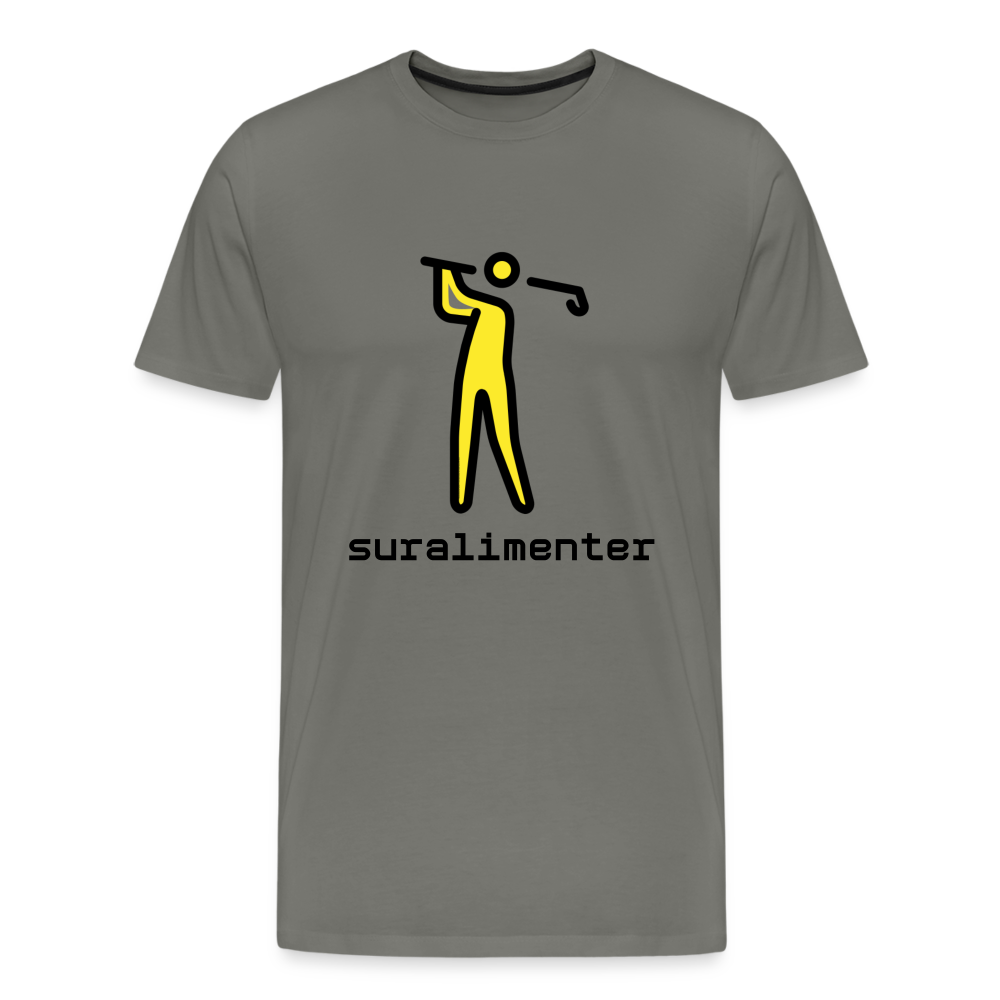 Customizable Person Golfing Moji + Suralimenter Text Men's Cut Premium T-Shirt - Emoji.Express - asphalt gray