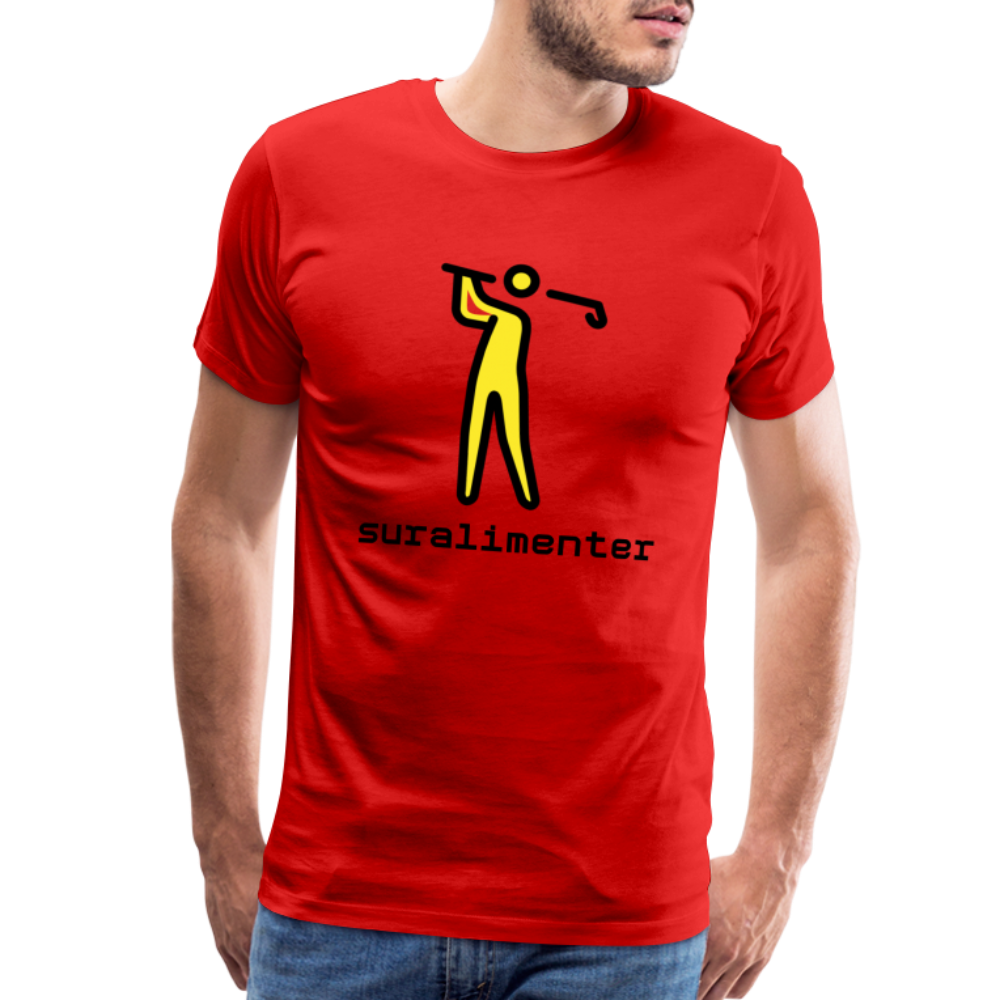 Customizable Person Golfing Moji + Suralimenter Text Men's Cut Premium T-Shirt - Emoji.Express - red