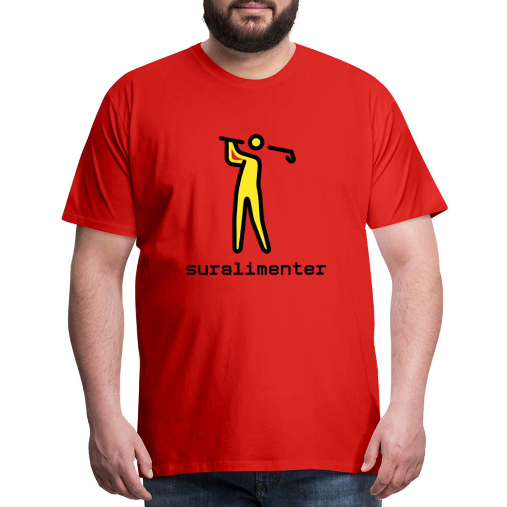 Customizable Person Golfing Moji + Suralimenter Text Men's Cut Premium T-Shirt - Emoji.Express - red