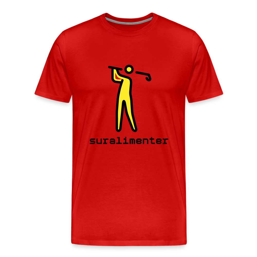 Customizable Person Golfing Moji + Suralimenter Text Men's Cut Premium T-Shirt - Emoji.Express - red