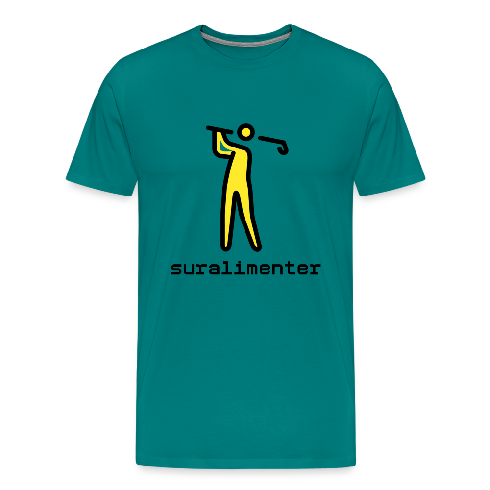 Customizable Person Golfing Moji + Suralimenter Text Men's Cut Premium T-Shirt - Emoji.Express - teal