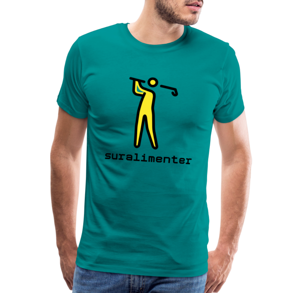 Customizable Person Golfing Moji + Suralimenter Text Men's Cut Premium T-Shirt - Emoji.Express - teal