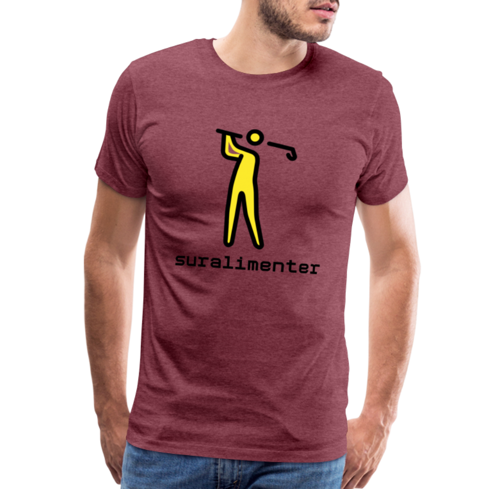 Customizable Person Golfing Moji + Suralimenter Text Men's Cut Premium T-Shirt - Emoji.Express - heather burgundy