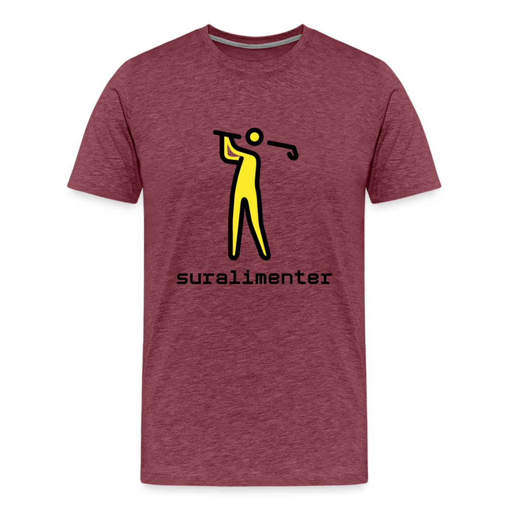 Customizable Person Golfing Moji + Suralimenter Text Men's Cut Premium T-Shirt - Emoji.Express - heather burgundy
