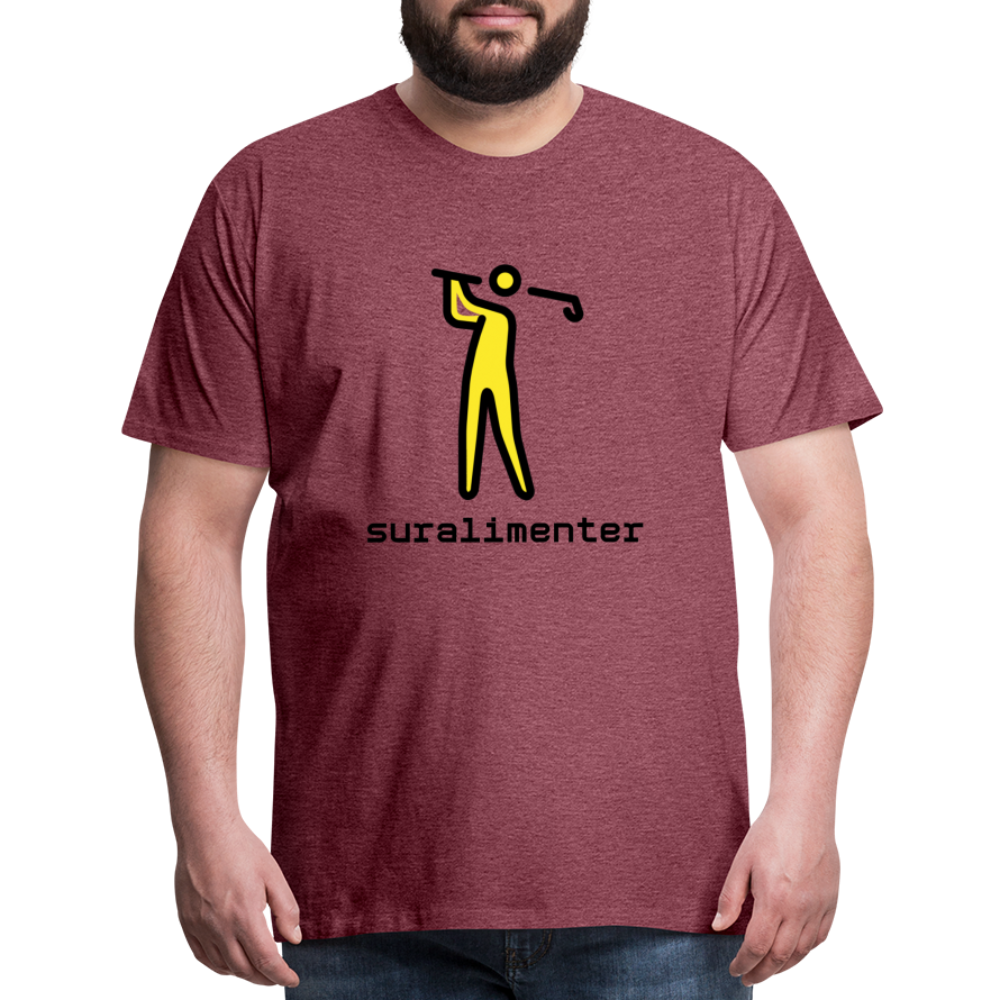 Customizable Person Golfing Moji + Suralimenter Text Men's Cut Premium T-Shirt - Emoji.Express - heather burgundy