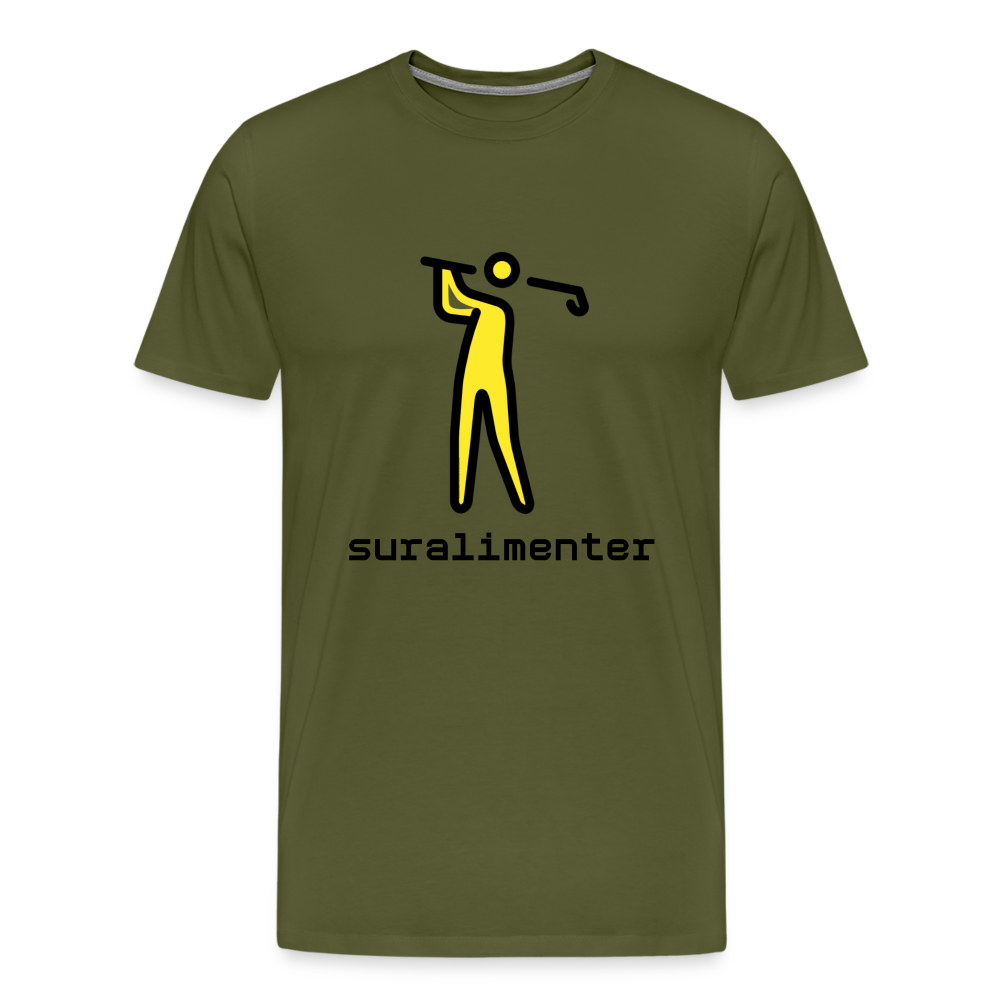 Customizable Person Golfing Moji + Suralimenter Text Men's Cut Premium T-Shirt - Emoji.Express - olive green