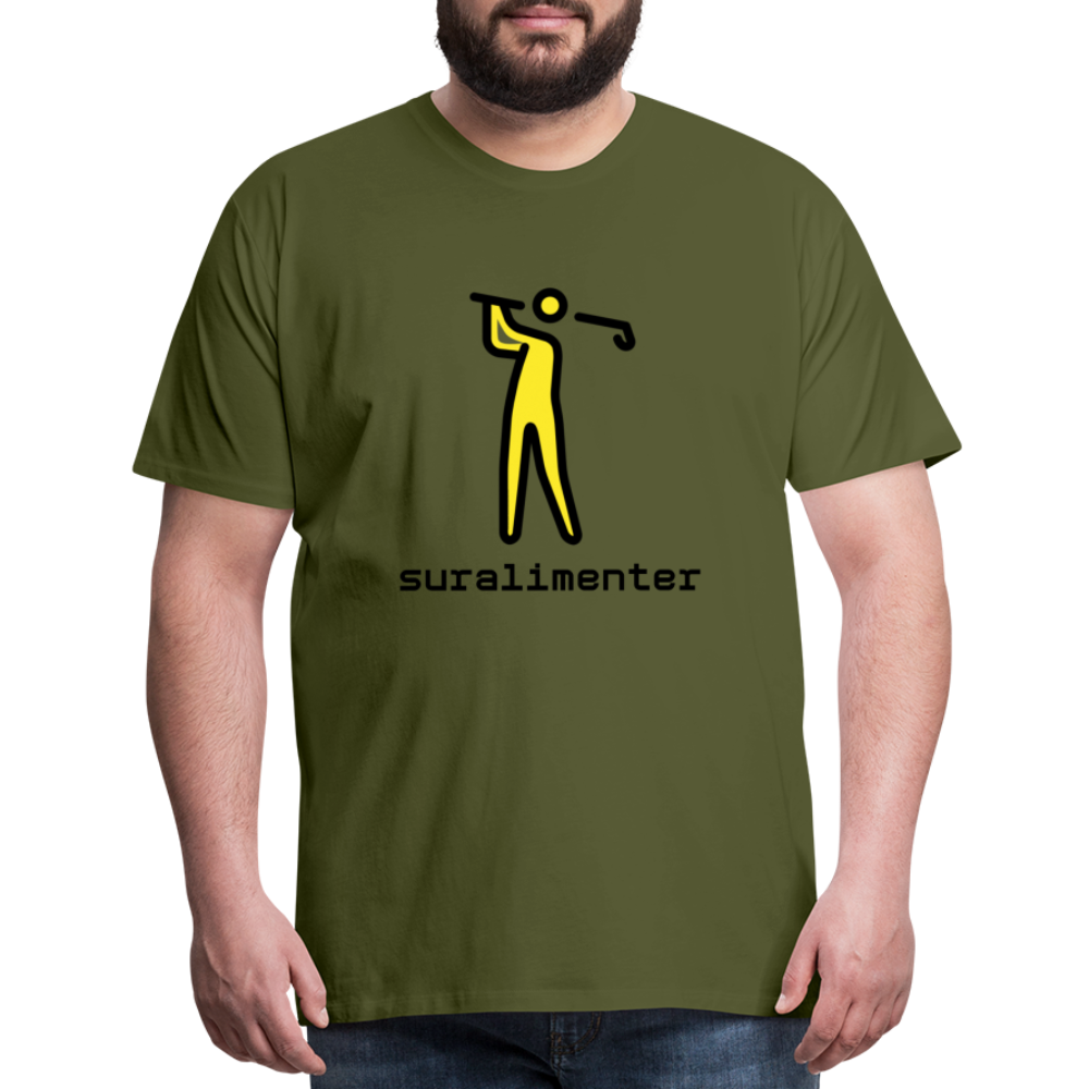Customizable Person Golfing Moji + Suralimenter Text Men's Cut Premium T-Shirt - Emoji.Express - olive green