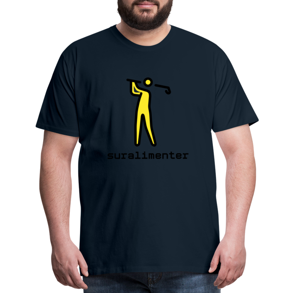 Customizable Person Golfing Moji + Suralimenter Text Men's Cut Premium T-Shirt - Emoji.Express - deep navy