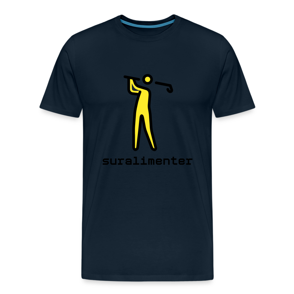 Customizable Person Golfing Moji + Suralimenter Text Men's Cut Premium T-Shirt - Emoji.Express - deep navy
