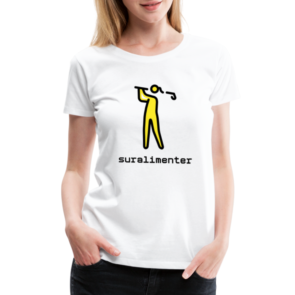 Customizable Person Golfing Moji + Suralimenter Text Women's Cut Premium T-Shirt - Emoji.Express - white