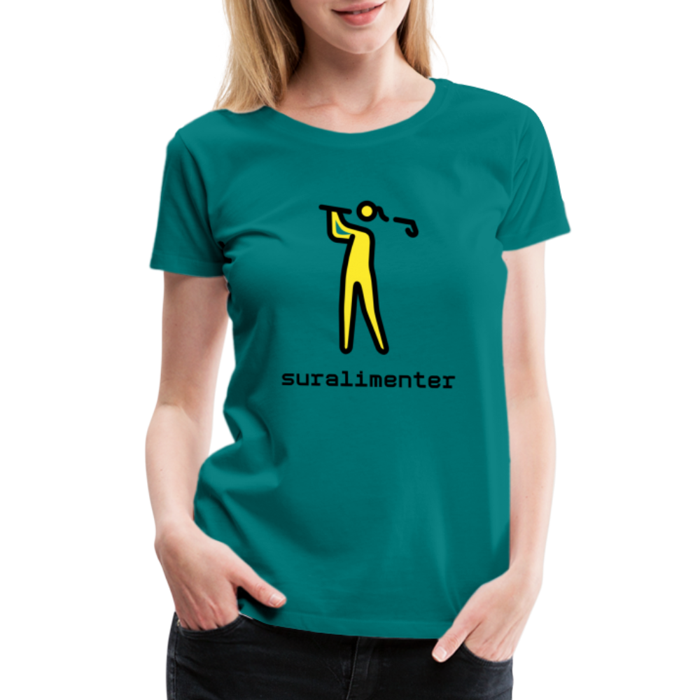 Customizable Person Golfing Moji + Suralimenter Text Women's Cut Premium T-Shirt - Emoji.Express - teal
