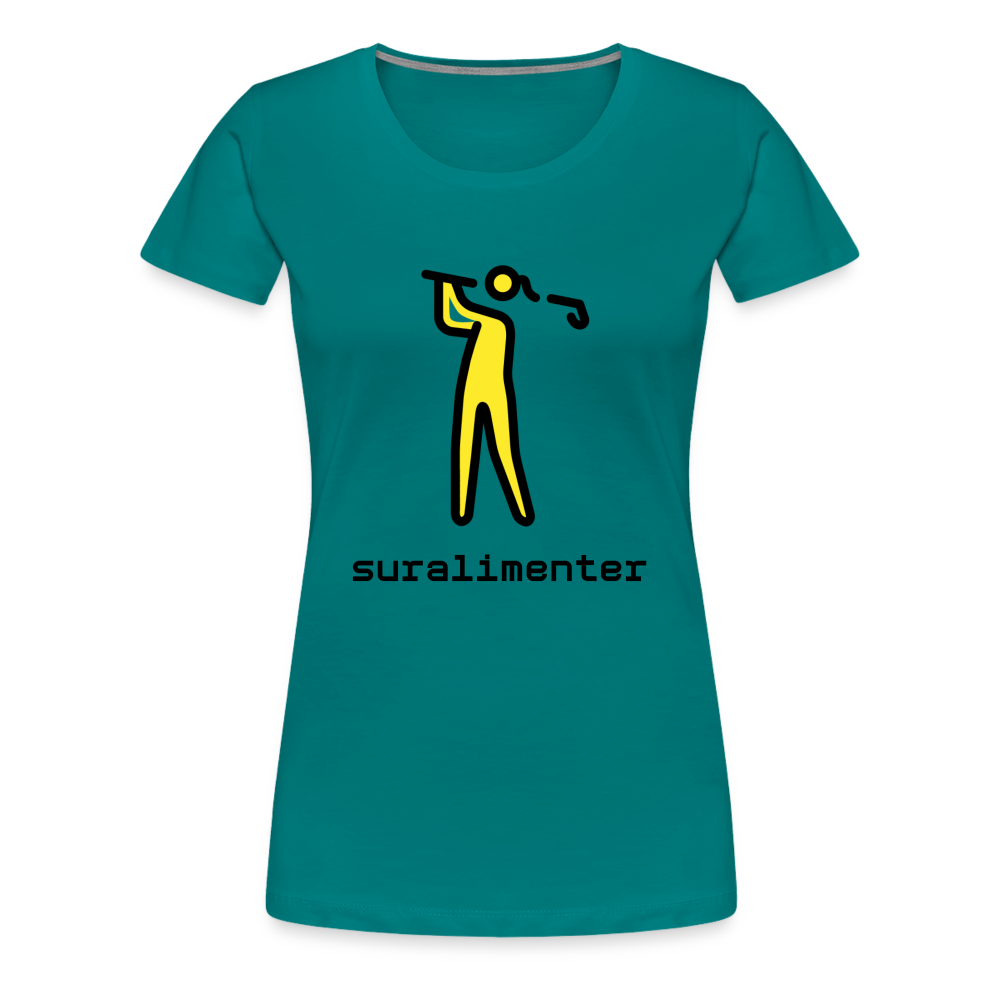 Customizable Person Golfing Moji + Suralimenter Text Women's Cut Premium T-Shirt - Emoji.Express - teal