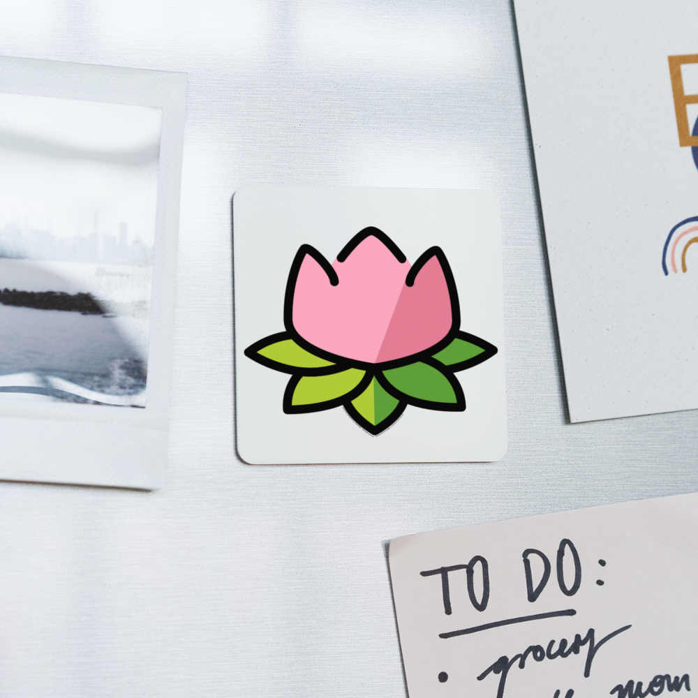 Lotus Moji Square Magnet - Emoji.Express - white