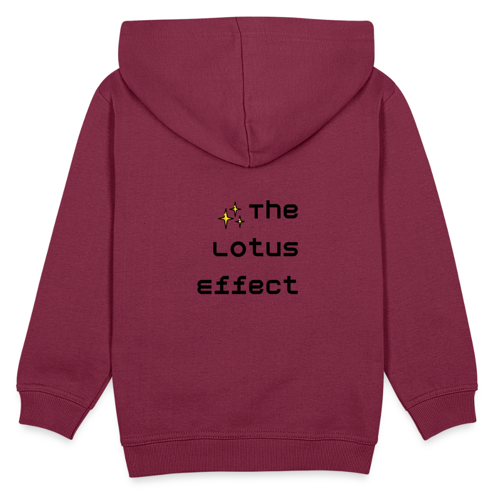 Emoji Expression: Lotus Moji + Sparkles Moji + "The Lotus Effect" Text Kids Premium Hoodie (Two-Sided) - Emoji.Express - burgundy