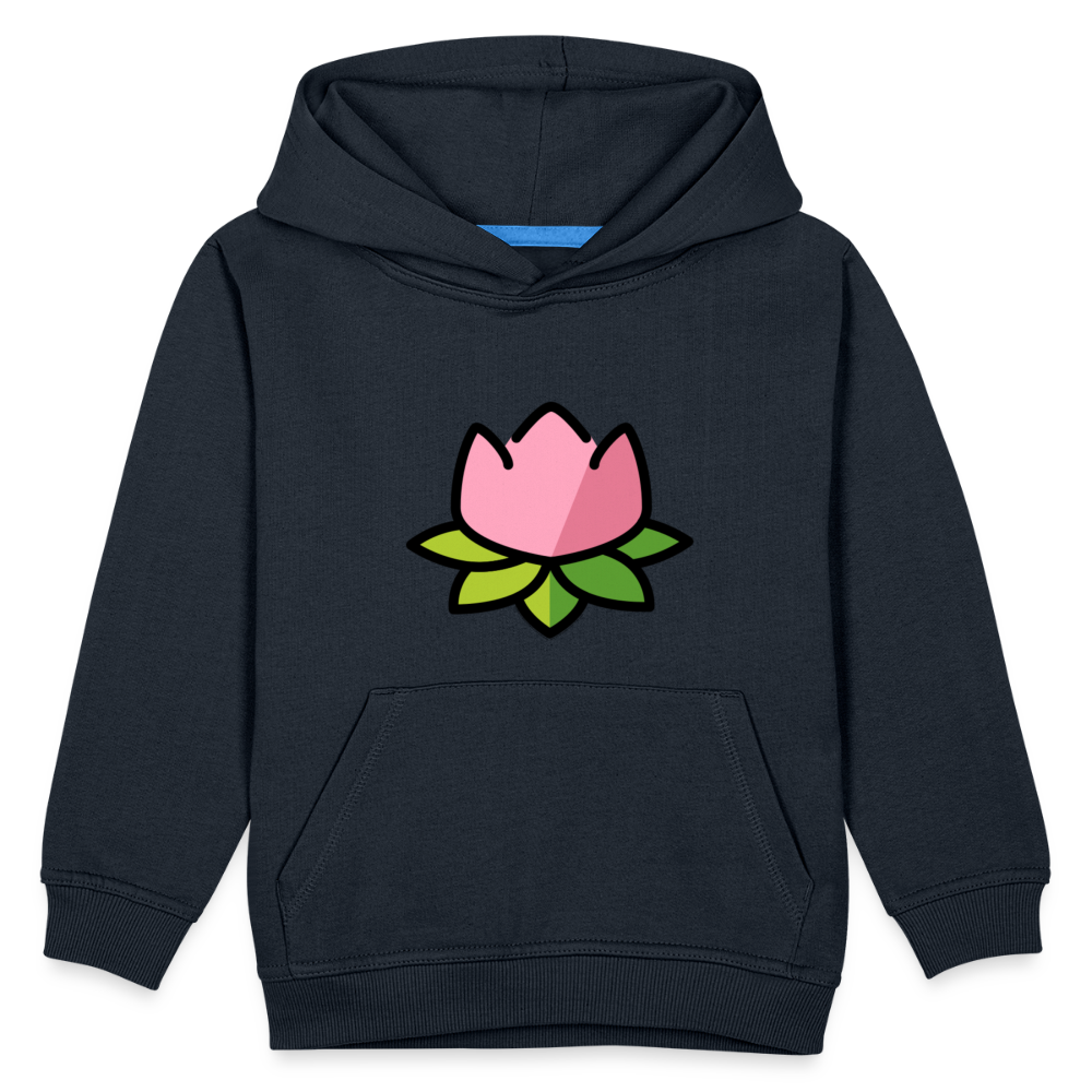 Emoji Expression: Lotus Moji + Sparkles Moji + "The Lotus Effect" Text Kids Premium Hoodie (Two-Sided) - Emoji.Express - navy