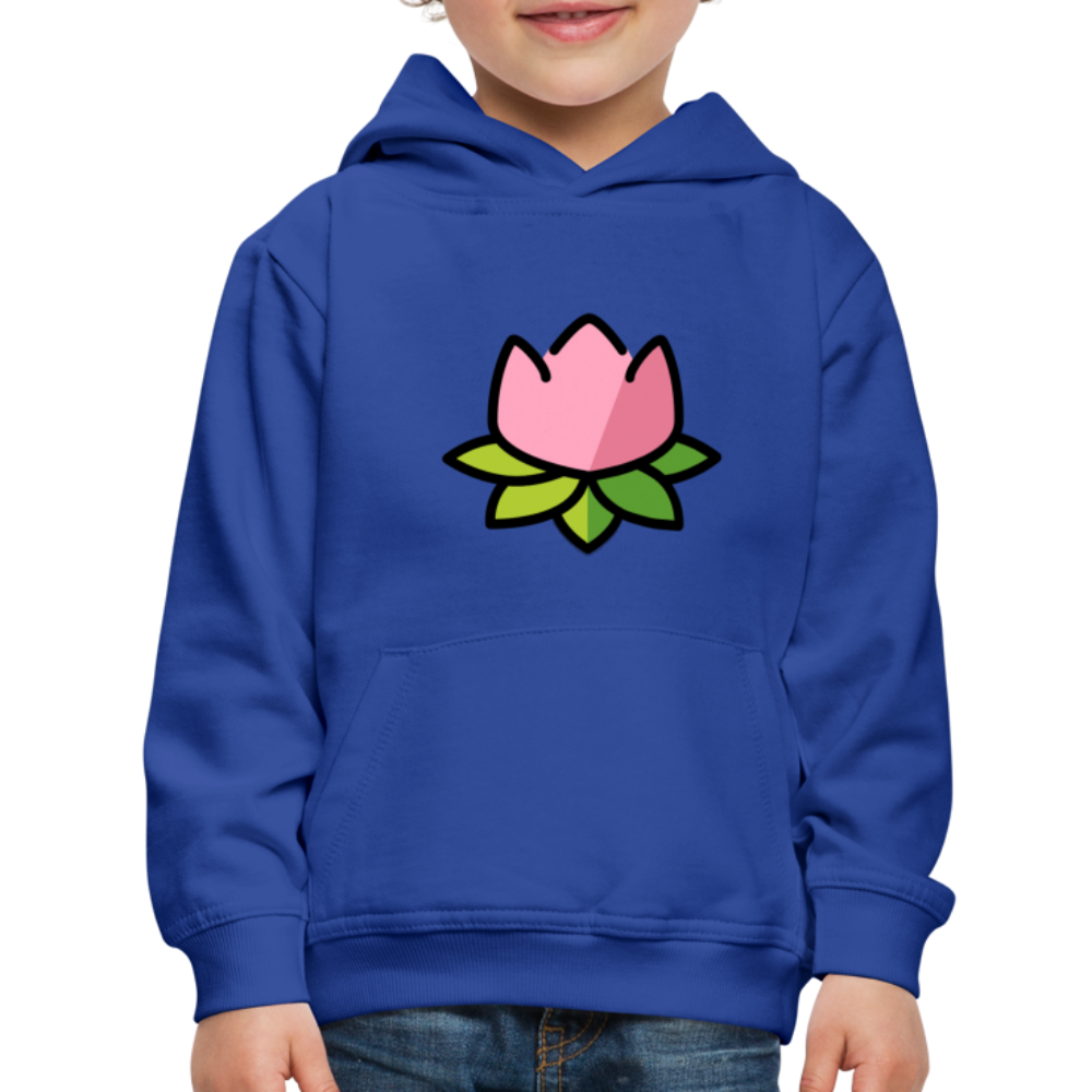 Emoji Expression: Lotus Moji + Sparkles Moji + "The Lotus Effect" Text Kids Premium Hoodie (Two-Sided) - Emoji.Express - royal blue