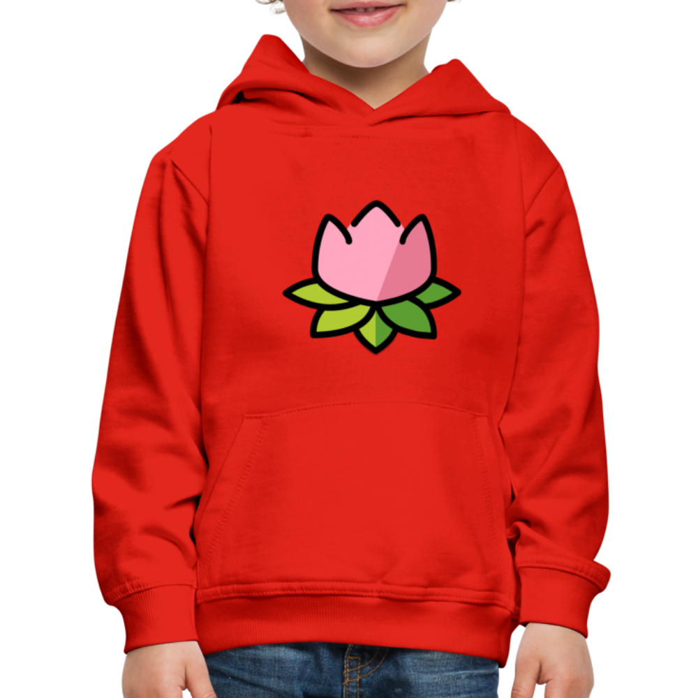 Emoji Expression: Lotus Moji + Sparkles Moji + "The Lotus Effect" Text Kids Premium Hoodie (Two-Sided) - Emoji.Express - red