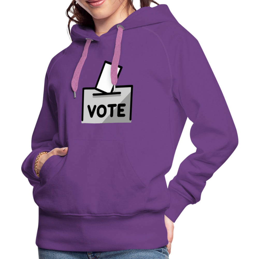 Customizable Ballot Moji with Vote Text Emoji Expression Women’s Cut Premium Hoodie - Emoji.Express - purple
