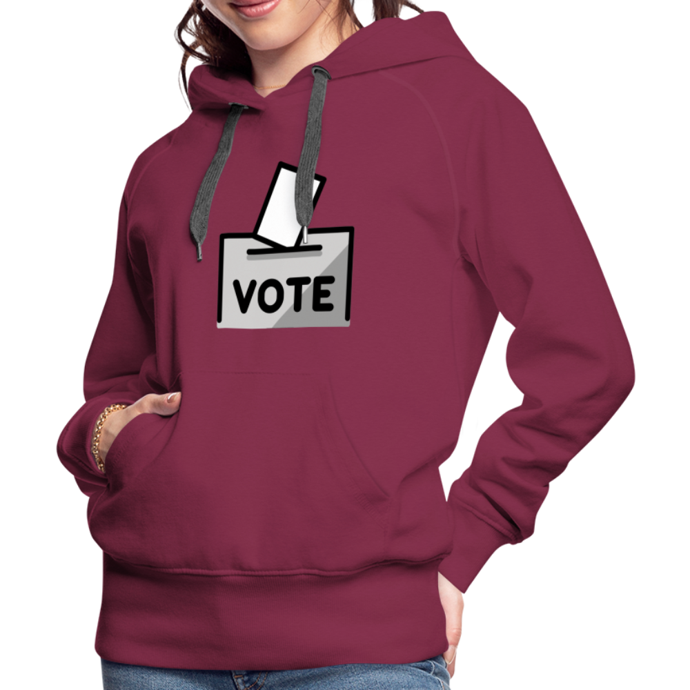 Customizable Ballot Moji with Vote Text Emoji Expression Women’s Cut Premium Hoodie - Emoji.Express - burgundy