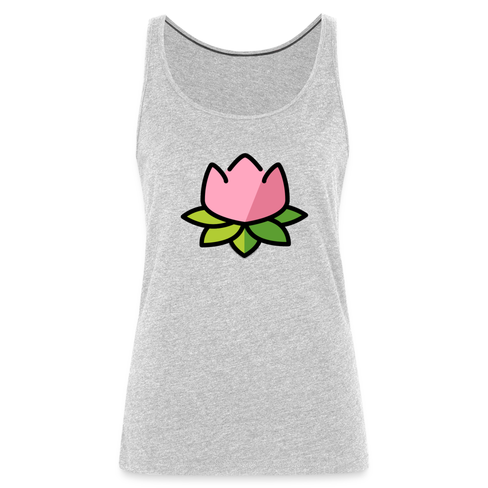 Emoji Expression: Lotus Moji + Sparkles Moji + "The Lotus Effect" Text Women’s Cut Premium Tank Top (Two-Sided) - Emoji.Express - heather gray