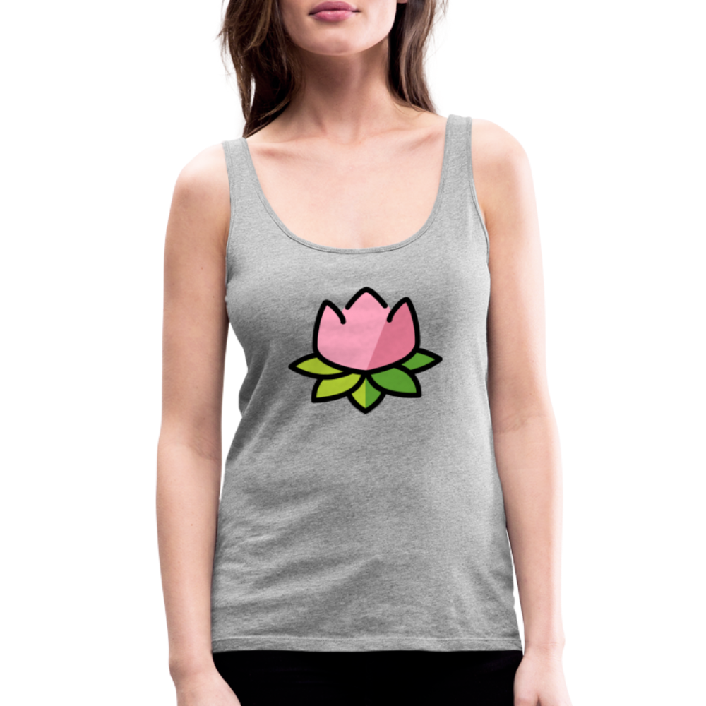 Emoji Expression: Lotus Moji + Sparkles Moji + "The Lotus Effect" Text Women’s Cut Premium Tank Top (Two-Sided) - Emoji.Express - heather gray