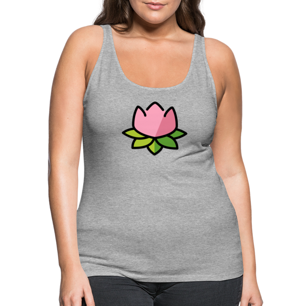 Emoji Expression: Lotus Moji + Sparkles Moji + "The Lotus Effect" Text Women’s Cut Premium Tank Top (Two-Sided) - Emoji.Express - heather gray