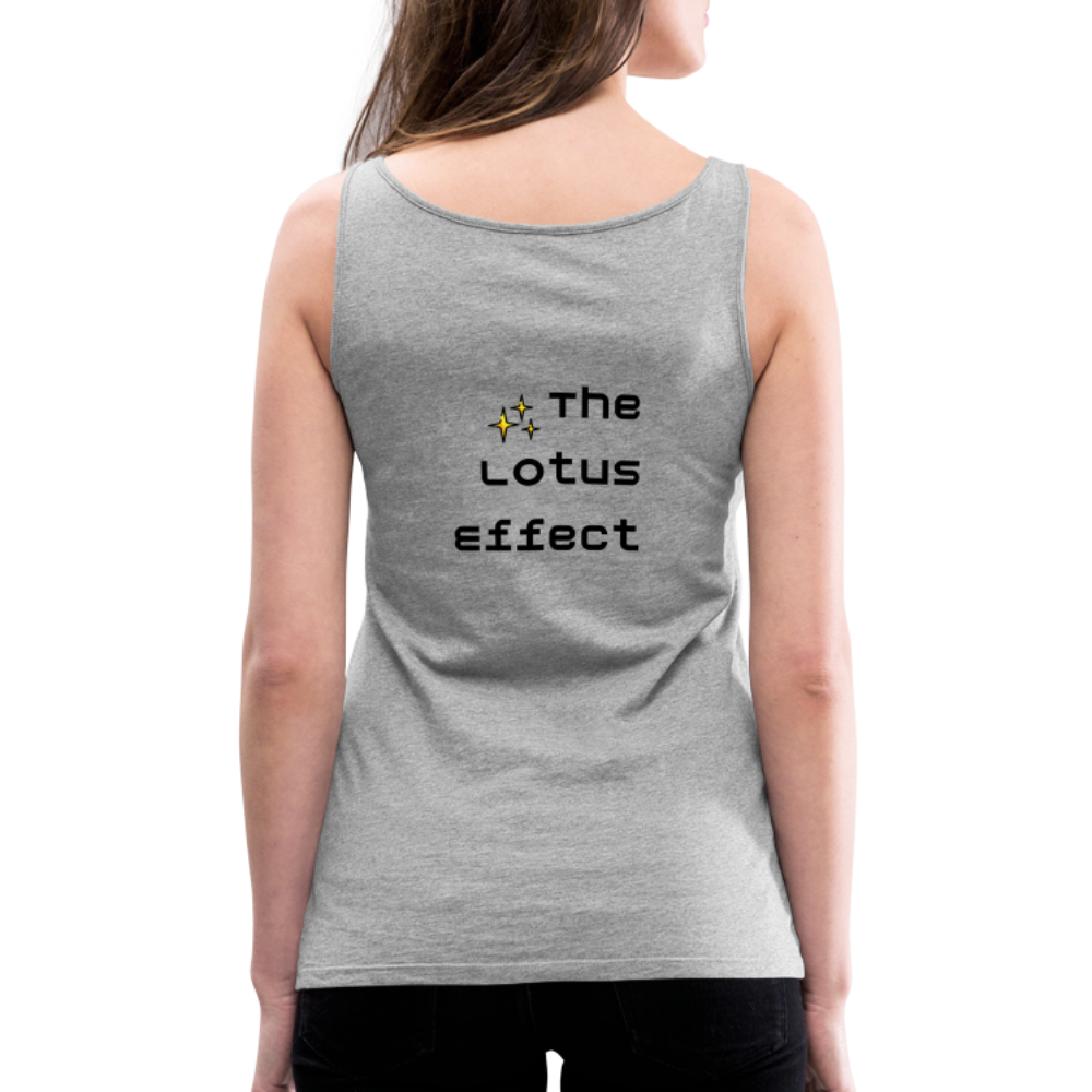 Emoji Expression: Lotus Moji + Sparkles Moji + "The Lotus Effect" Text Women’s Cut Premium Tank Top (Two-Sided) - Emoji.Express - heather gray