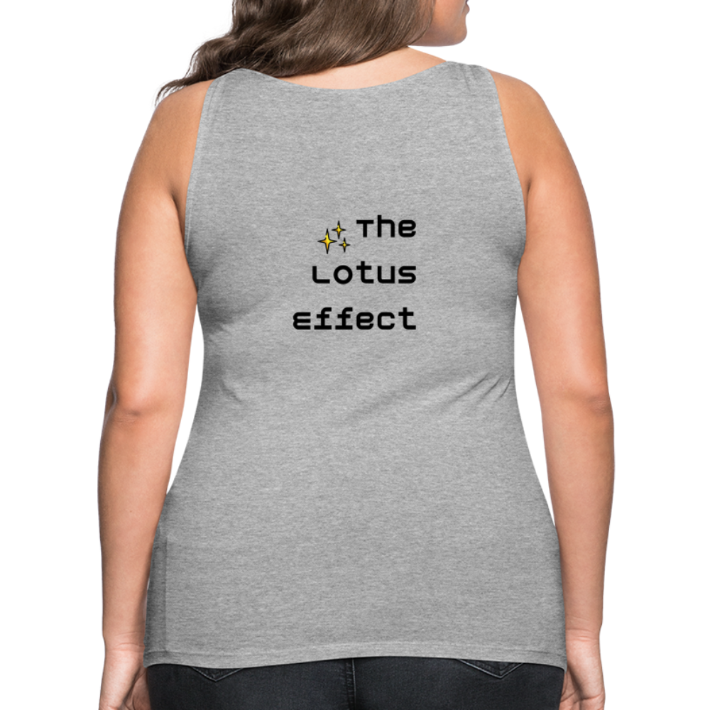 Emoji Expression: Lotus Moji + Sparkles Moji + "The Lotus Effect" Text Women’s Cut Premium Tank Top (Two-Sided) - Emoji.Express - heather gray