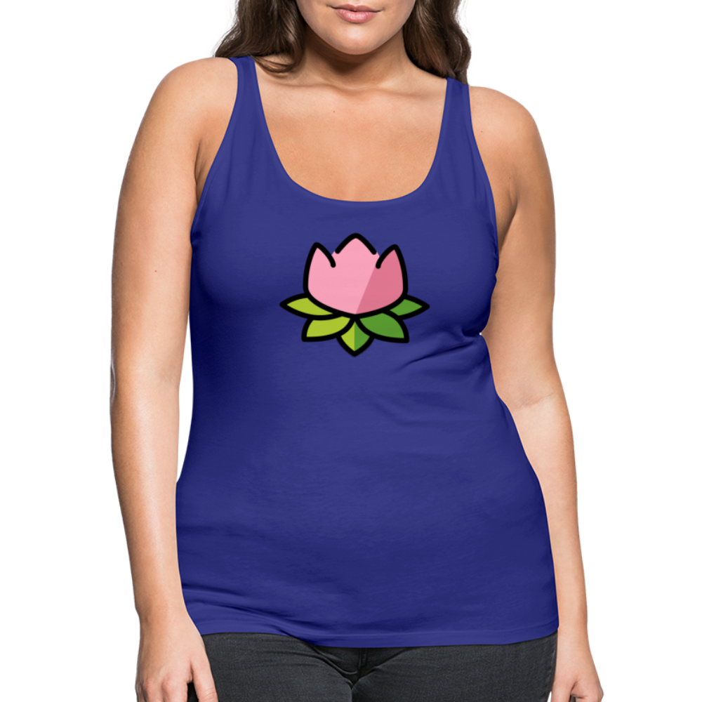 Emoji Expression: Lotus Moji + Sparkles Moji + "The Lotus Effect" Text Women’s Cut Premium Tank Top (Two-Sided) - Emoji.Express - royal blue