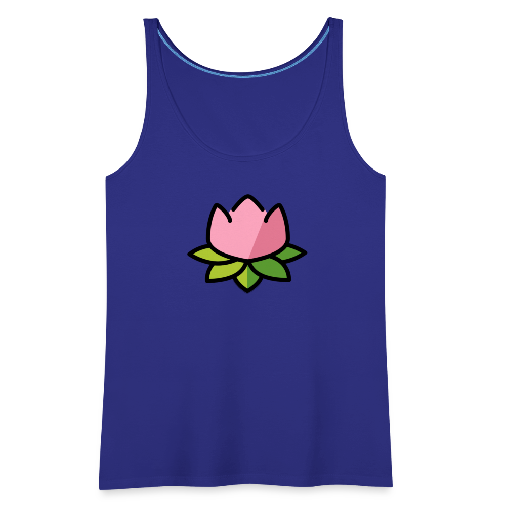 Emoji Expression: Lotus Moji + Sparkles Moji + "The Lotus Effect" Text Women’s Cut Premium Tank Top (Two-Sided) - Emoji.Express - royal blue