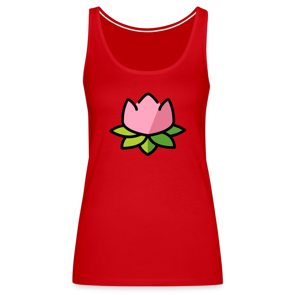 Emoji Expression: Lotus Moji + Sparkles Moji + "The Lotus Effect" Text Women’s Cut Premium Tank Top (Two-Sided) - Emoji.Express - red