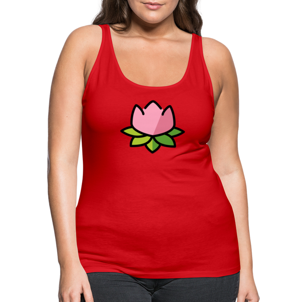 Emoji Expression: Lotus Moji + Sparkles Moji + "The Lotus Effect" Text Women’s Cut Premium Tank Top (Two-Sided) - Emoji.Express - red