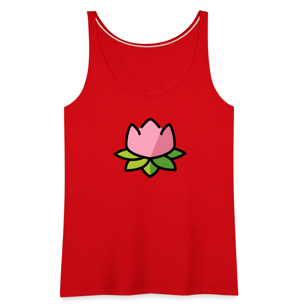 Emoji Expression: Lotus Moji + Sparkles Moji + "The Lotus Effect" Text Women’s Cut Premium Tank Top (Two-Sided) - Emoji.Express - red