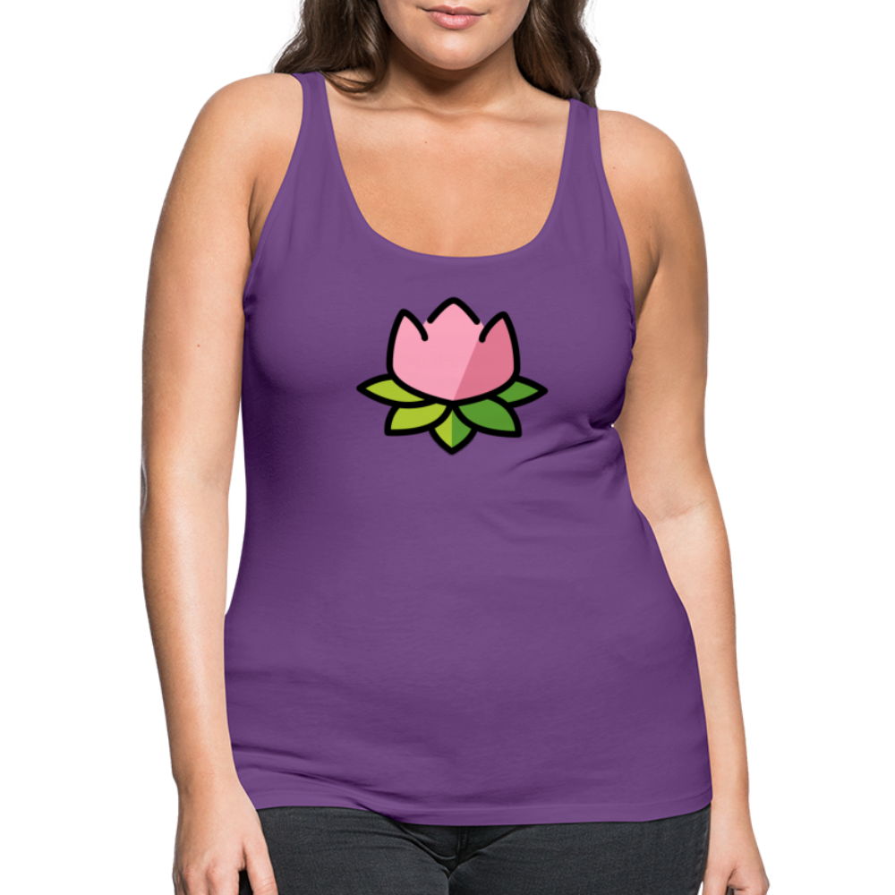 Emoji Expression: Lotus Moji + Sparkles Moji + "The Lotus Effect" Text Women’s Cut Premium Tank Top (Two-Sided) - Emoji.Express - purple