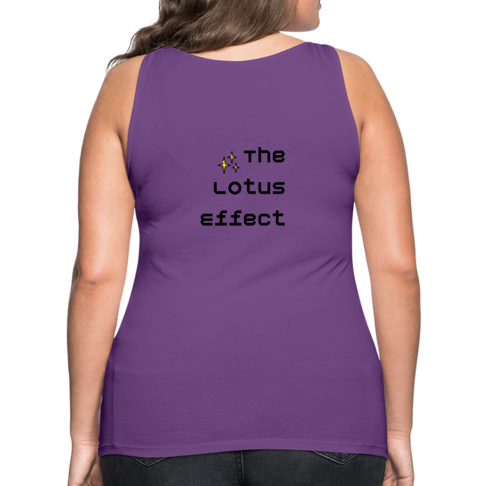Emoji Expression: Lotus Moji + Sparkles Moji + "The Lotus Effect" Text Women’s Cut Premium Tank Top (Two-Sided) - Emoji.Express - purple