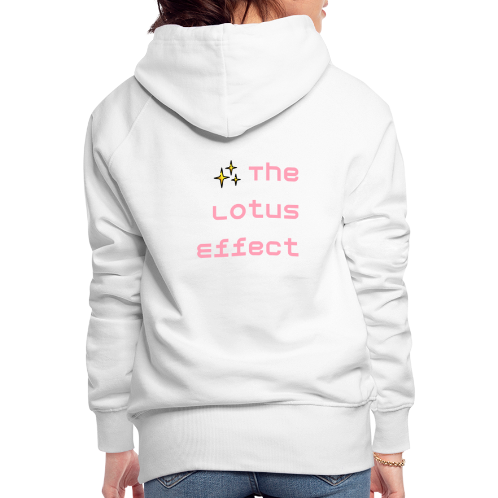 Emoji Expression: Lotus Moji + Sparkles Moji + "The Lotus Effect" Text Women’s Cut Premium Hoodie (Two-Sided) - Emoji.Express - white