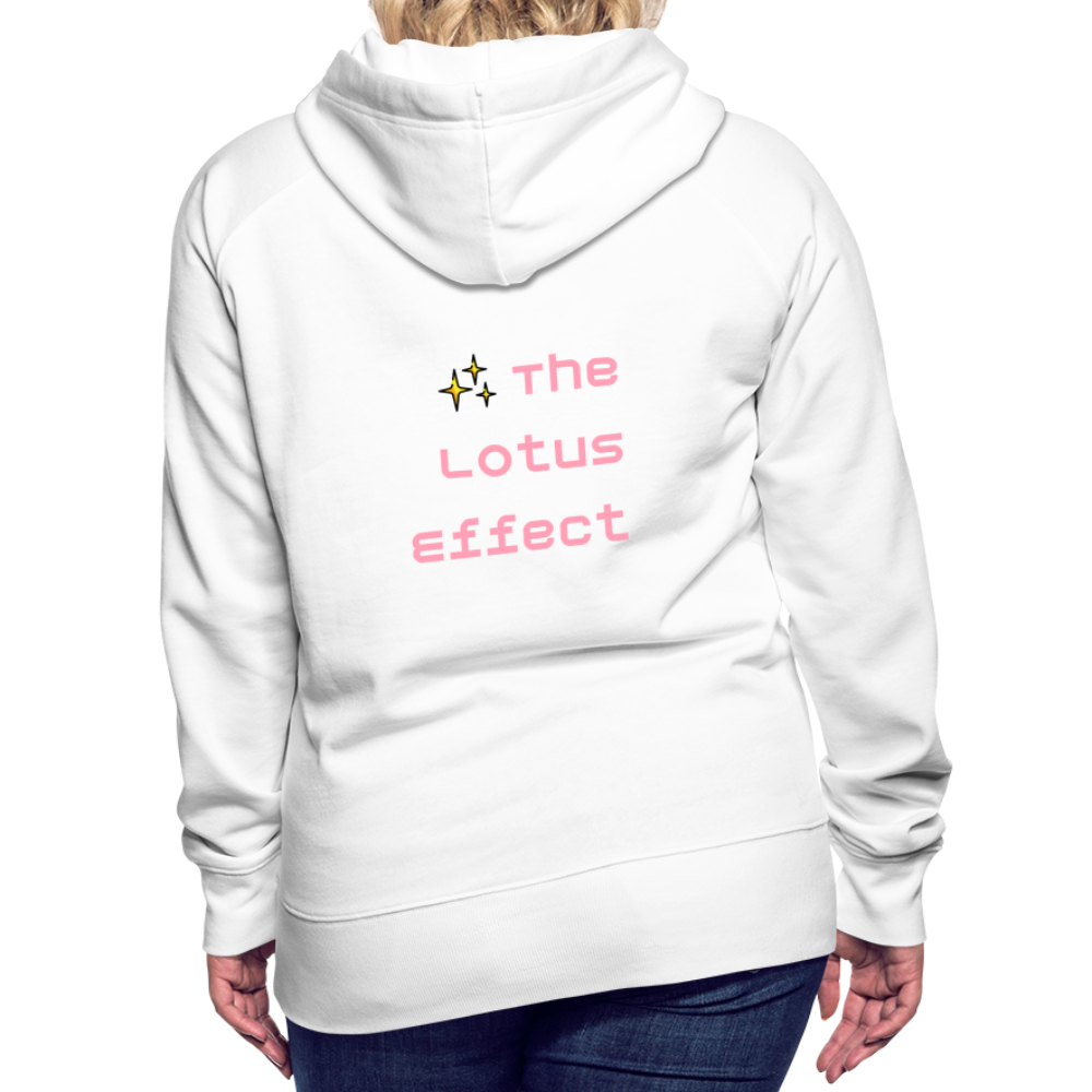 Emoji Expression: Lotus Moji + Sparkles Moji + "The Lotus Effect" Text Women’s Cut Premium Hoodie (Two-Sided) - Emoji.Express - white