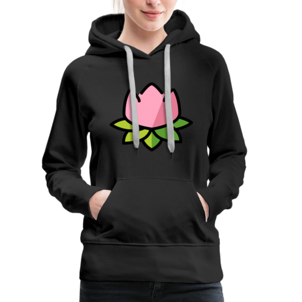Emoji Expression: Lotus Moji + Sparkles Moji + "The Lotus Effect" Text Women’s Cut Premium Hoodie (Two-Sided) - Emoji.Express - black
