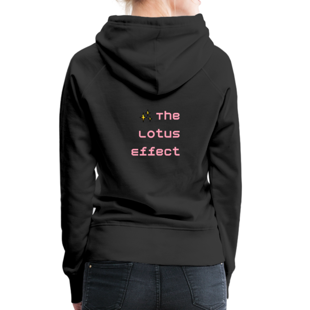 Emoji Expression: Lotus Moji + Sparkles Moji + "The Lotus Effect" Text Women’s Cut Premium Hoodie (Two-Sided) - Emoji.Express - black