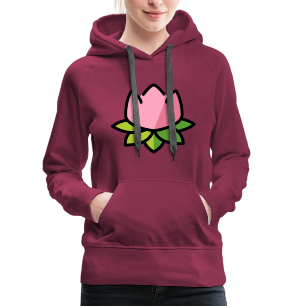 Emoji Expression: Lotus Moji + Sparkles Moji + "The Lotus Effect" Text Women’s Cut Premium Hoodie (Two-Sided) - Emoji.Express - burgundy