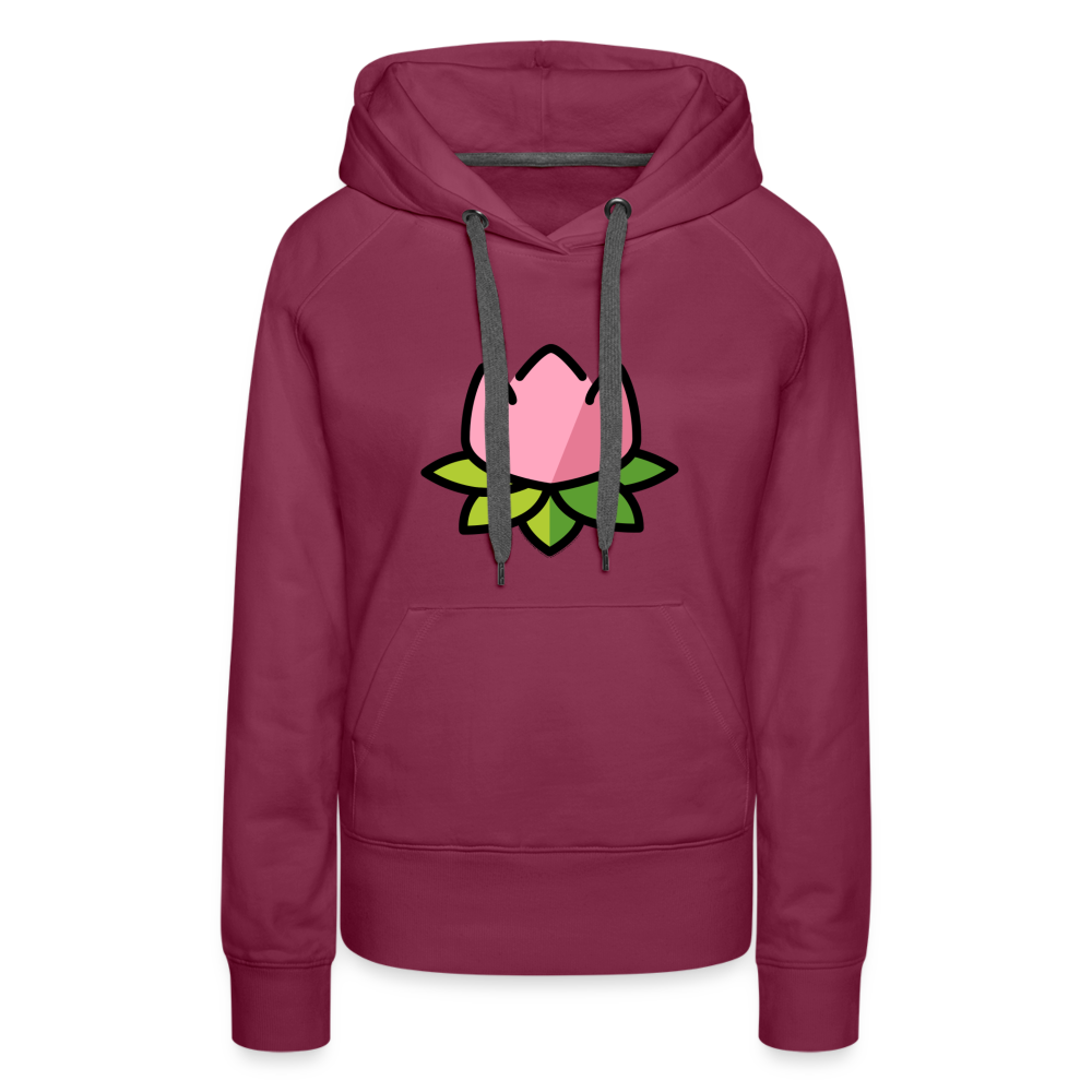 Emoji Expression: Lotus Moji + Sparkles Moji + "The Lotus Effect" Text Women’s Cut Premium Hoodie (Two-Sided) - Emoji.Express - burgundy